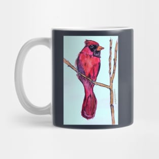Cardinal bird on branch in watercolor Mug